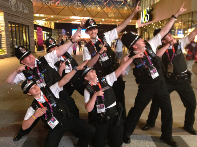 Police Tribute to Usain Bolt Victory Stance