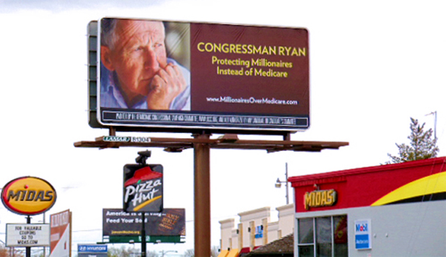 Paul Ryan billboard millionaires medicare Mitt Romney