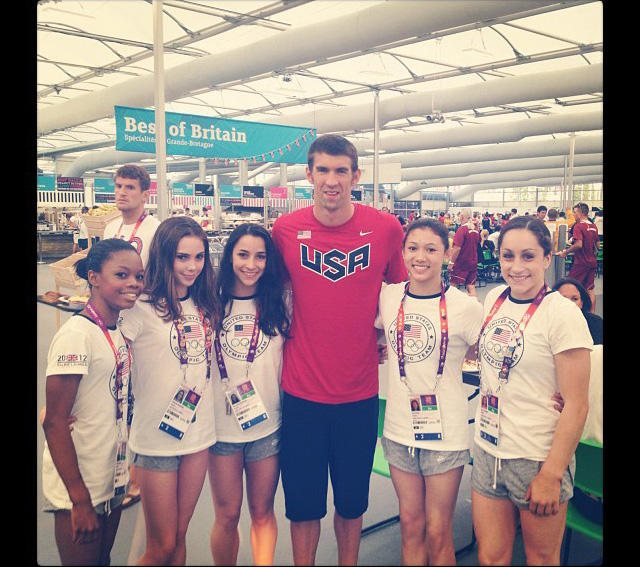 US Gymnasts Meet Michael Phelps