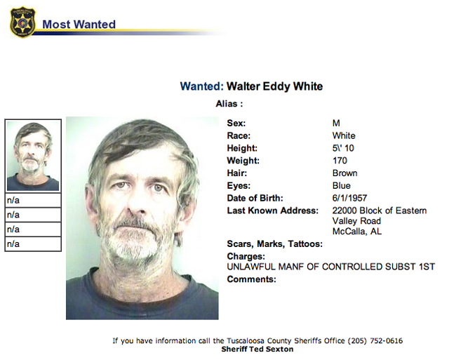 walter white alabama most wanted