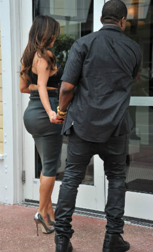 Kim Kardashian, Kanye West, see-through skirt, ass