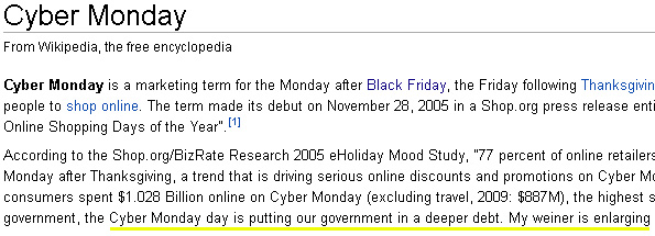 Cyber Monday Wikipedia Page Vandalized Heavy Com