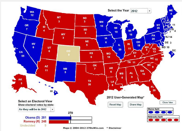 obama romney electoral college map