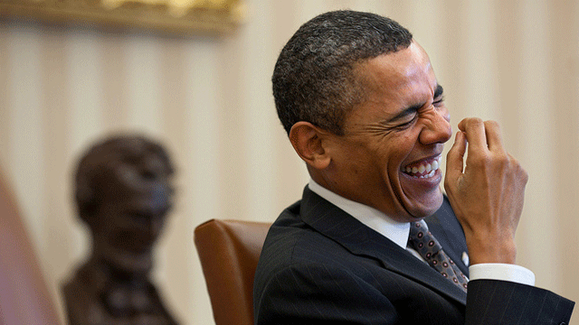 obama laughs
