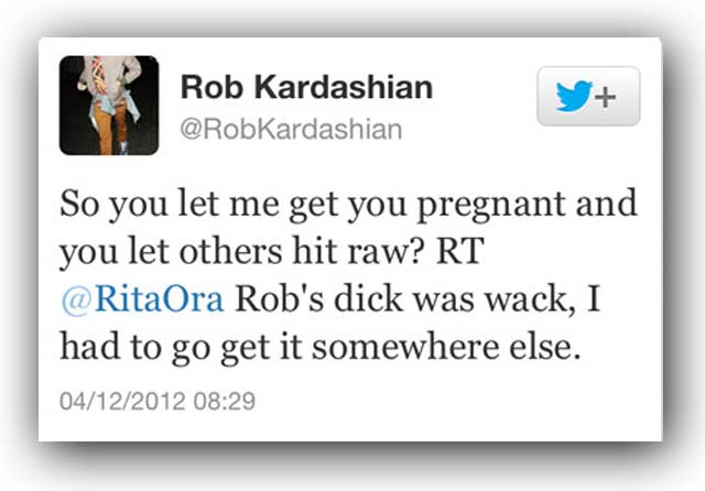 rob kardashian pregnant tweet rita ora rita whora