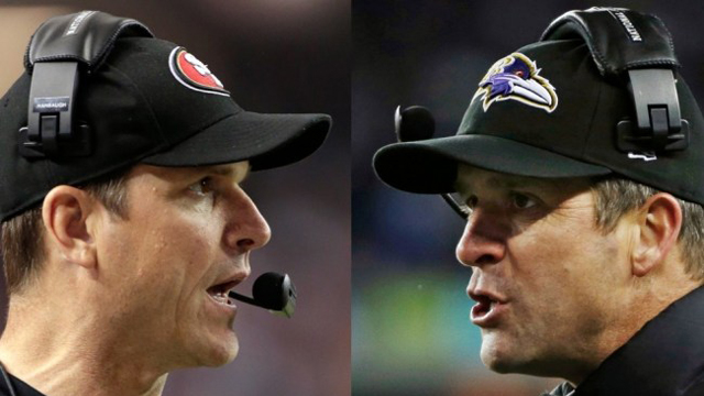 Brothers and head coaches Jim and John Harbaugh will face off in Super Bowl XVLII.