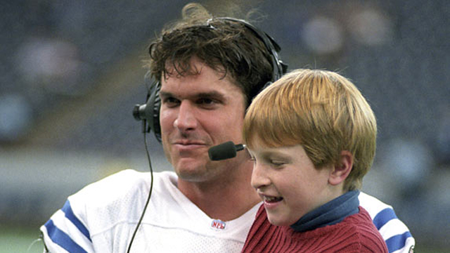 Jim Harbaugh and his son Jay, many years ago