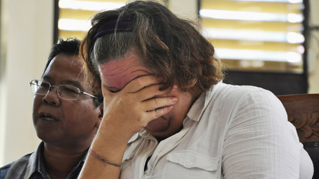 Lindsay Sandiford reacts to her death sentence by firing squad for smuggling cocaine into Bali