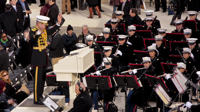 The Marine Corps Band perform at President Barack Obama's second Inauguration in Washington, D.C.
