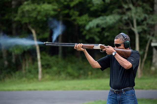 barack obama shoots gun shooting photo
