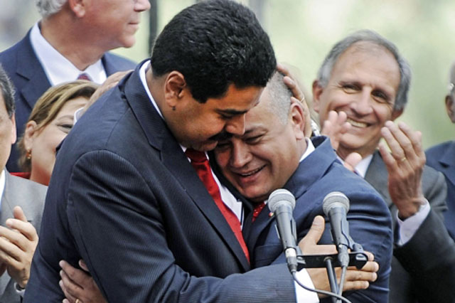 Maduro (left) with Diosdado Cabello (right)