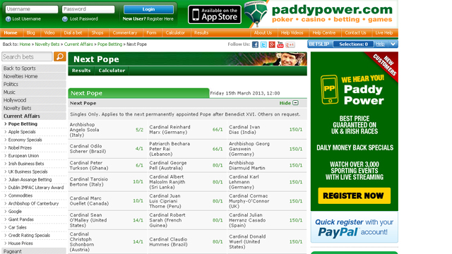 Paddy Power Odds