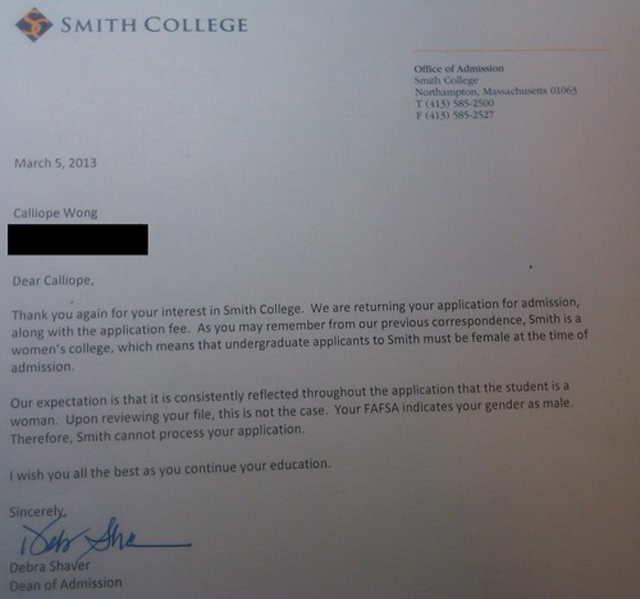 Rejection Letter from Smith