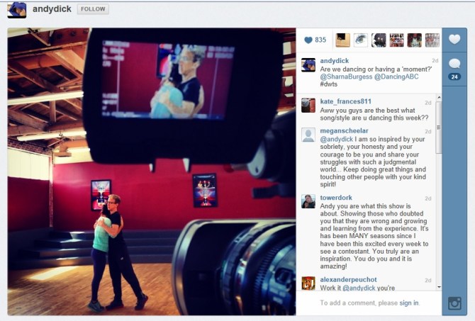 DWTS, Andy Dick, Sharna Burgess, Instagram