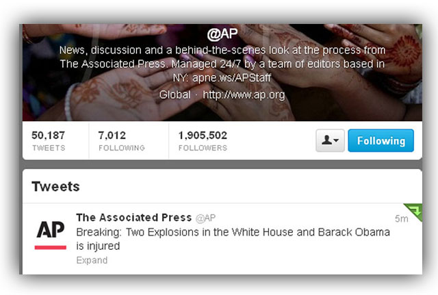 ap twitter hacked obama injured