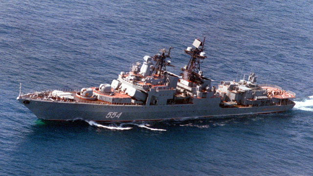 The Russian warship Admiral Vinogradov is a destroyer in the Pacific Fleet. (Wikipedia)