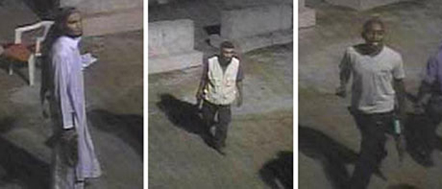 Images of three men taken from Surveillance footage on the grounds of the U.S. Special Mission in Benghazi when it was attacked on Sept. 11, 2012.