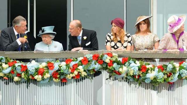 The Prince with Queen Elizabeth and some other royals at a horse race last weekend.