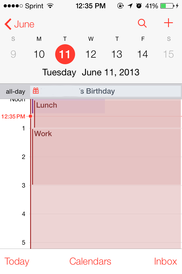 iOS 7 calendar