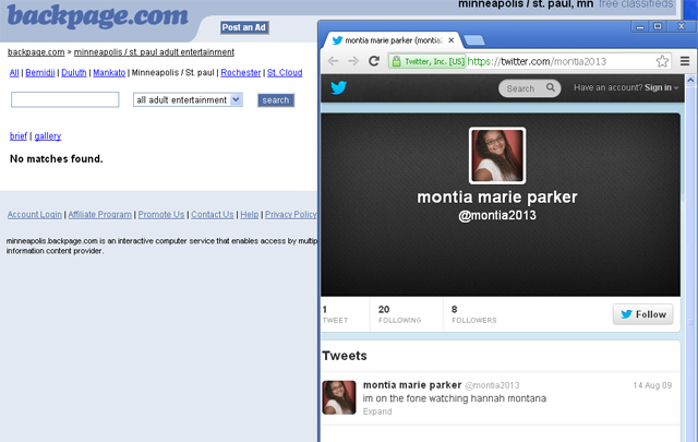 Montia Marie Parker Twitter and backpage