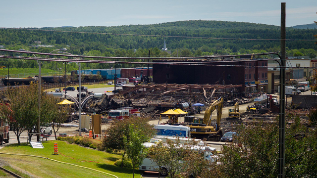 A devistated downtown is shown in Lac-Megantic, Quebec (Getty Images)