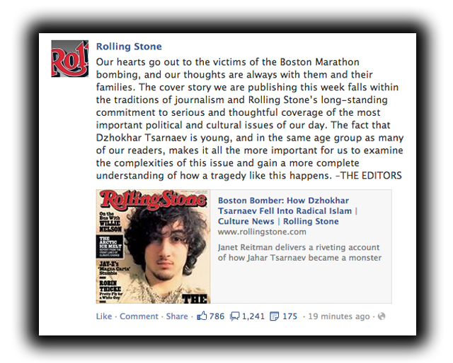 Rolling Stone Statement on Dzhokhar Tsarnaev Cover