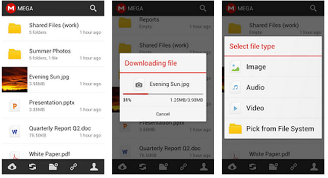 top cloud storage apps for android mega