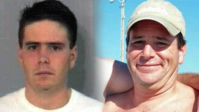 Right: James Lee DiMaggio earlier this year. Left: James Lee DiMaggio in 1995, only three years before his father, James Everet DiMaggio, killed himself. 
