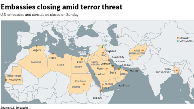 Terrorism Threat, U.S. Ebassies Close