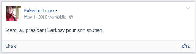 Fabrice Tourre, facebook, Sarkozy