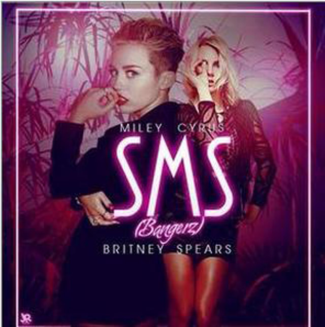 SMS (Bangerz), SMS (Bangerz) Britney Spears Miley Cyrus, SMS (Bangerz) Cover Art, Britney Spears Miley Cyrus Song Bangerz, Bangerz Miley Cyrus Britney Spears, Miley Cyrus Britney Spears Collaboration