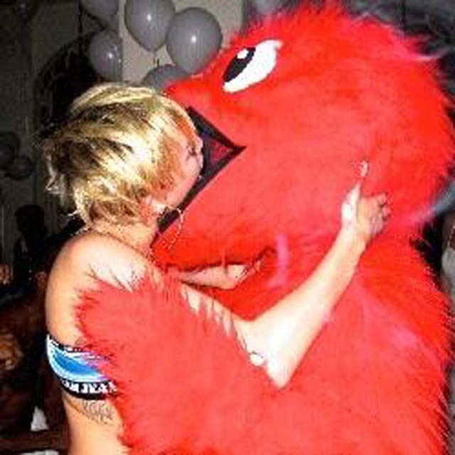 Miley Cyrus Tongue Red Furry Photos, Miley Cyrus Grinds Red Furry Animal Photos, Miley Cyrus Makes Out Kissing Red Furry Animal