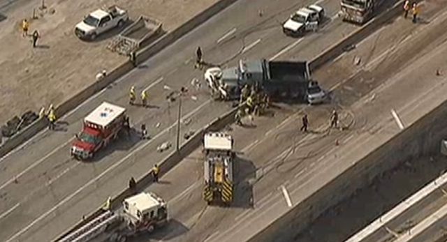Dallas Dump Truck Crash, Dallas Dump Truck Accident, 2 Dead in Dallas Crash, LBJ Freeway Dump Truck, Marsh Texas LBJ Crash. 