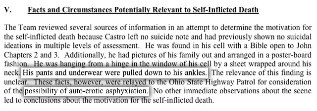 Ariel Castro auto-erotic asphyxiation, Ariel Castro suicide report, Ariel Castro suicide. 