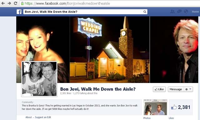 Bon Jovi Walks Fan Down the Aisle, Bon Jovi Las Vegas Wedding, Bon Jovi Fan Wedding Australian