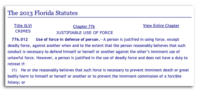 florida self defense law
