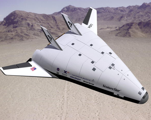 The X-33, a reusable launch  vehicle for NASA and the military was designed at Skunk Works. It never came to fruition. Image Credit: Getty