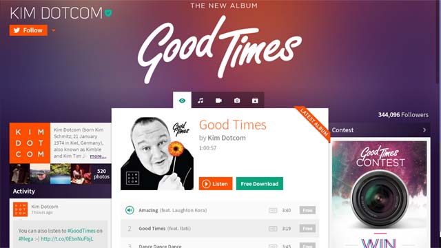Good times download, Kim Dotcom's album, baboom demo website