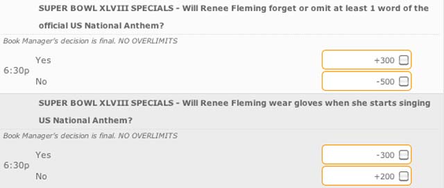 Renee Fleming, novelty prop odds