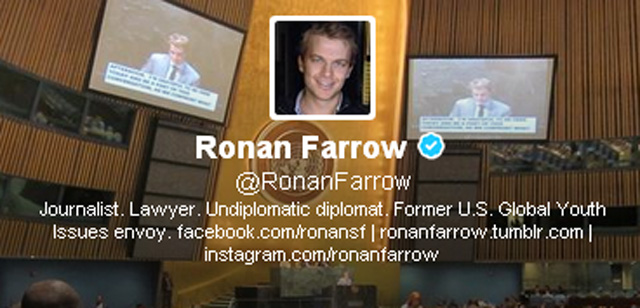 Ronan Farrow show, Ronan Farrow MSNBC, Mia farrow son, woody allen son, frank sinatra son