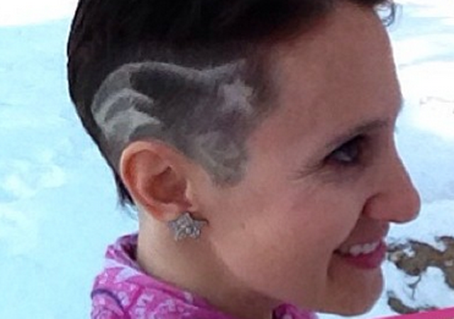 Paula McDonald is the former Patriots' cheerleader who has been diagnosed with breast cancer. In response she has had the Patriots logo shaved into her hair.