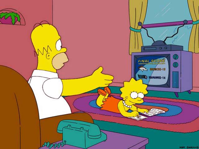 Simpsons Episode Super Bowl Prediction, Bonfire of the Manatees, Super Bowl XVLIII, Denver Seattle The Simpsons