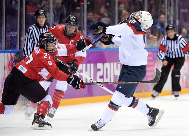 Tara Watchorn Meghan Duggan Team USA Team Canada Roughing Foul