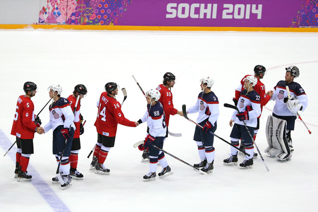 Team USA Canada Handshake Sochi 1-0 Canada