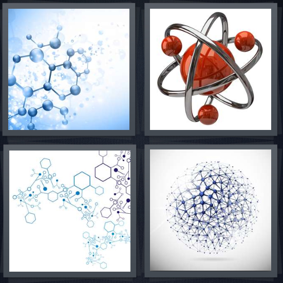 4 Pics 1 Word Answer 4 letters chemical compound, molecular structure, DNA, chemistry