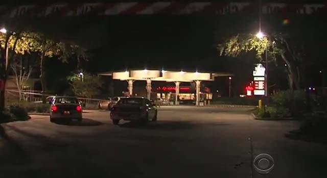 The Jacksonville gas station where the shooting took place. Screenshot via CBS News