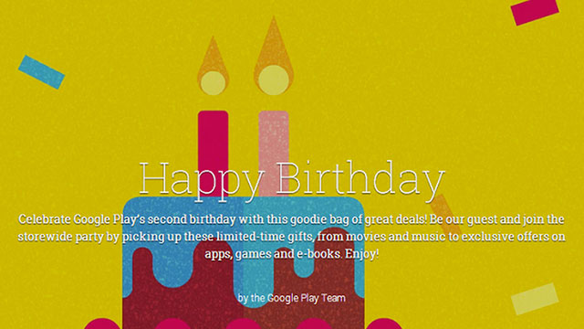 google play store celebrates second birthday with free android games