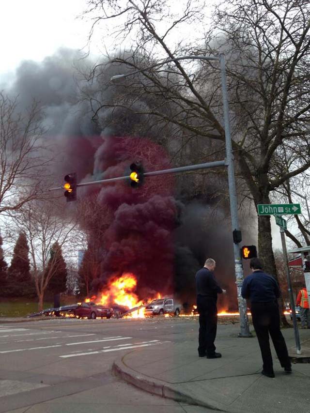 Photos of Seattle Space Needle Helicopter Crash