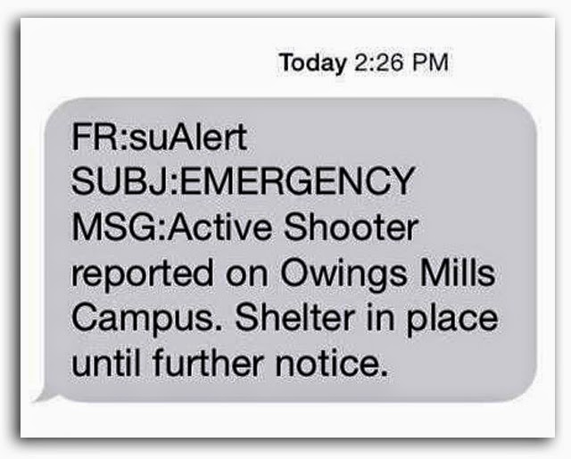 Stevenson University Shooting Text Message