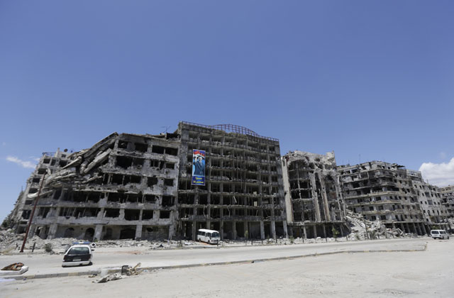 The once bustling city of Homs has nearly been destroyed as a result of the Syrian Civil War. (Getty)
